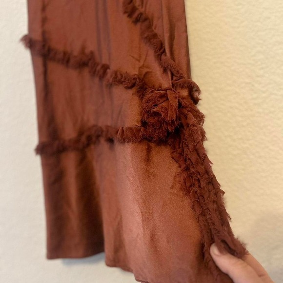 Indie grunge distressed silk racer back tank rusty red size M - Picture 2 of 7